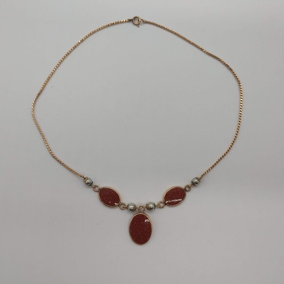 Designer by Van Dell 15" Necklace 12k GF Gold Filled Orange Cabochons - Picture 1 of 2